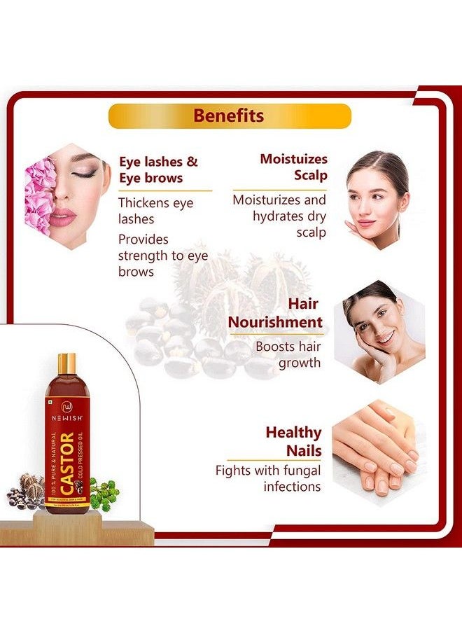 Newish Pure Cold Pressed Sweet Almond Oil For Growth And Glowing Skin & Face And Premium Castor Oil For Hair Growth Skin And Eyebrow ; Natural ; Organico ; Skin Oil 200Ml Each  - Image 3
