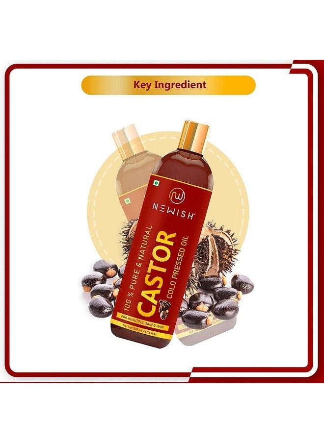 Newish Pure Cold Pressed Sweet Almond Oil For Growth And Glowing Skin & Face And Premium Castor Oil For Hair Growth Skin And Eyebrow ; Natural ; Organico ; Skin Oil 200Ml Each  - Image 5