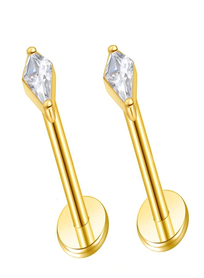 ENONTY G23 Titanium 16g 18g 20g Flat Back Studs Earrings | F136 Implant Grade Titanium Press Fit Threadless Push in Labret Cartilage Helix Lip Monroe Tragus Conch Piercing Jewelry (16g 10mm) - Image 1