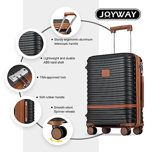 Joyway Carry On Luggage 20 Inch Expandable Suitcase with Spinner Wheel, 3 Piece Hard Shell Luggage Set with TSA Lock(Black) - Image 3