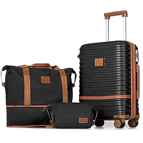 Joyway Carry On Luggage 20 Inch Expandable Suitcase with Spinner Wheel, 3 Piece Hard Shell Luggage Set with TSA Lock(Black) - Image 1