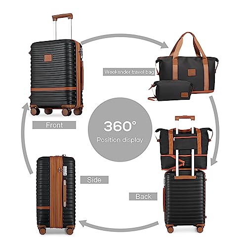 Joyway Carry On Luggage 20 Inch Expandable Suitcase with Spinner Wheel, 3 Piece Hard Shell Luggage Set with TSA Lock(Black) - Image 4