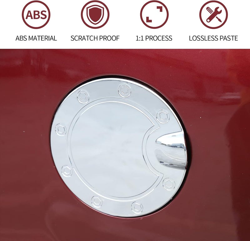 Slaige Jeliker Gas Fuel Filler Door Tank Cap Cover Trim ABS Exterior Accessories for Chevrolet Silverado & GMC Sierra 2014-2018 Chrome - Image 3