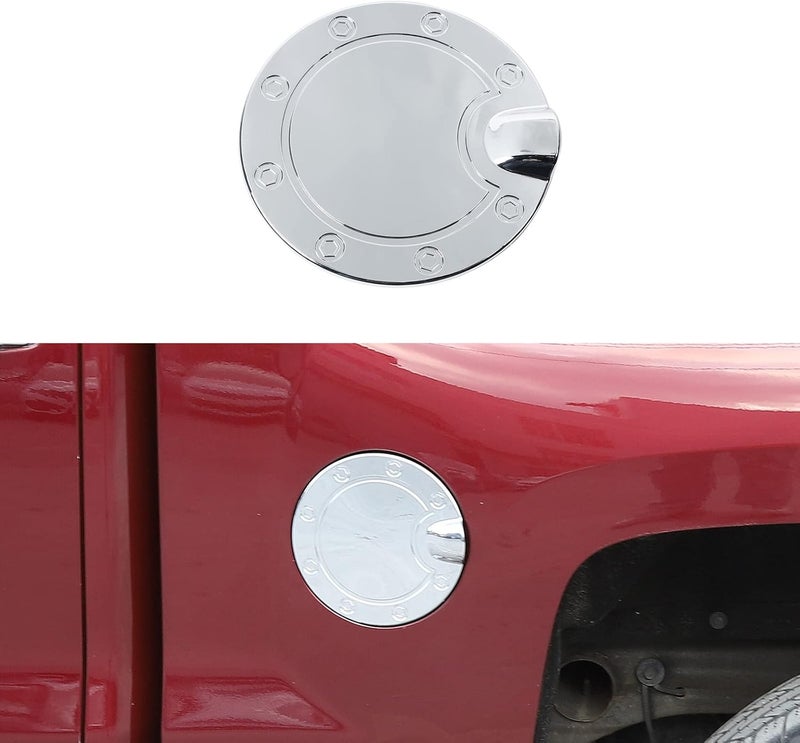 Slaige Jeliker Gas Fuel Filler Door Tank Cap Cover Trim ABS Exterior Accessories for Chevrolet Silverado & GMC Sierra 2014-2018 Chrome - Image 1