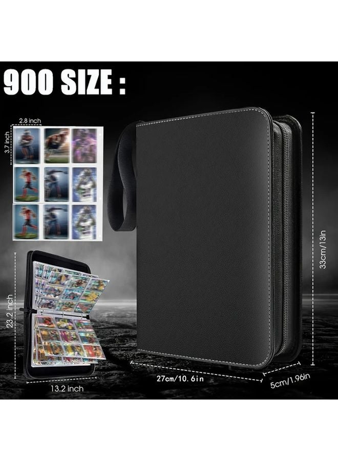 Black 480 Card Slots Trading Card Binder with 50 Removable Sleeves Waterproof PU Leather Album - Image 4