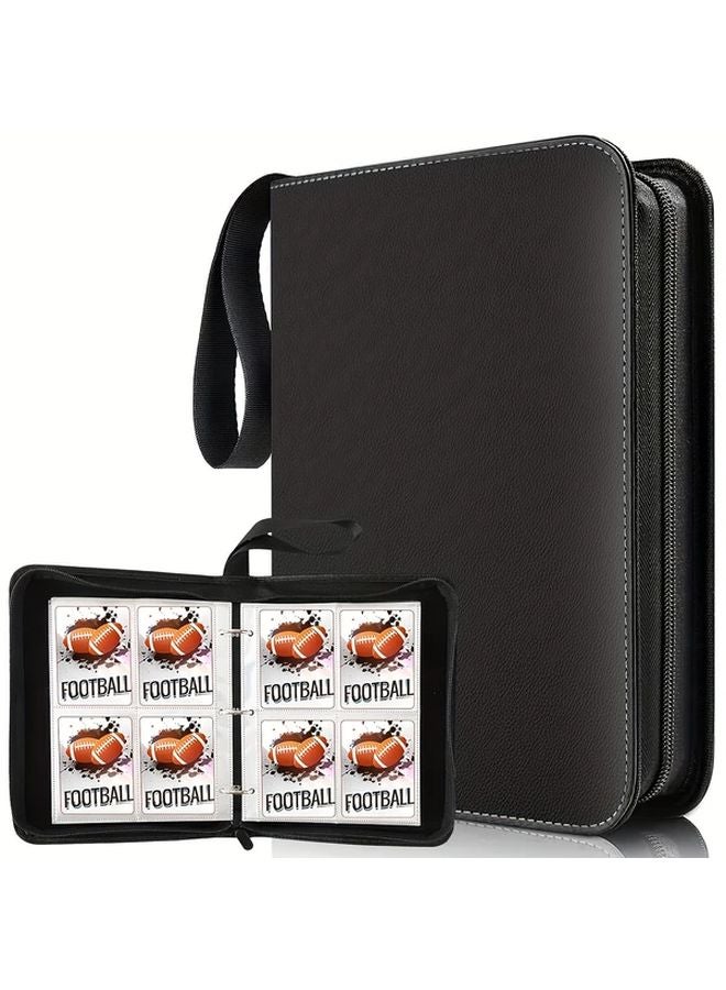 Black 480 Card Slots Trading Card Binder with 50 Removable Sleeves Waterproof PU Leather Album - Image 2