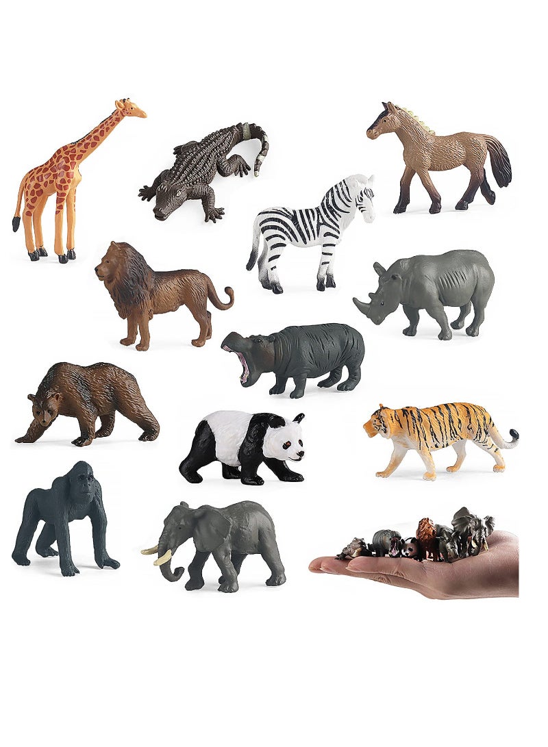 12PCS Mini Animal Figures - Plastic Tiny Forest Jungle Zoo Animal Figurines for Cake Toppers and Party Favors for Kids - Image 1