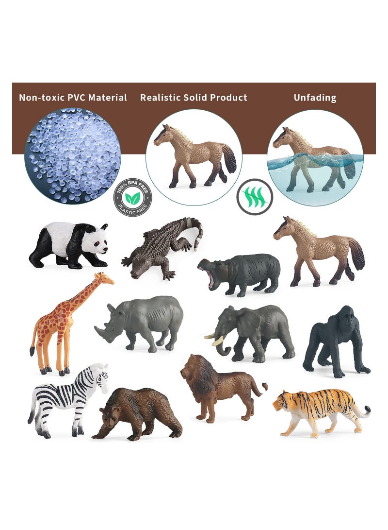 12PCS Mini Animal Figures - Plastic Tiny Forest Jungle Zoo Animal Figurines for Cake Toppers and Party Favors for Kids - Image 2
