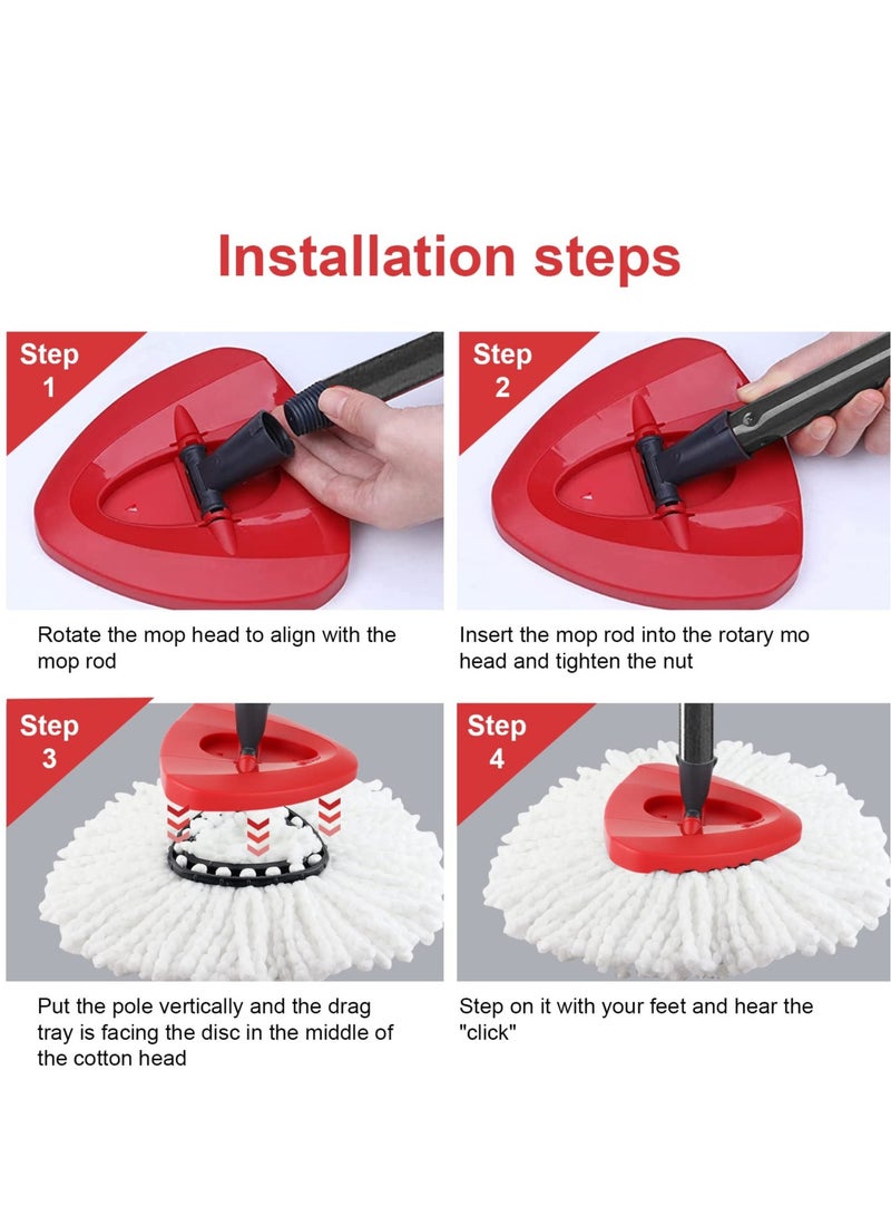 Excefore Spin Mop Replacement Head Base Replacement Rotating Triangle Refill Disc for Easy Wring Replace Head Plastic Case Shell Red - Image 5