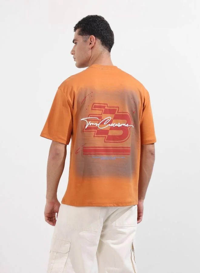 شركة المرآب الهندية Men Relaxed Fit Graphic Printed Crew Neck Half Sleeves T-Shirt