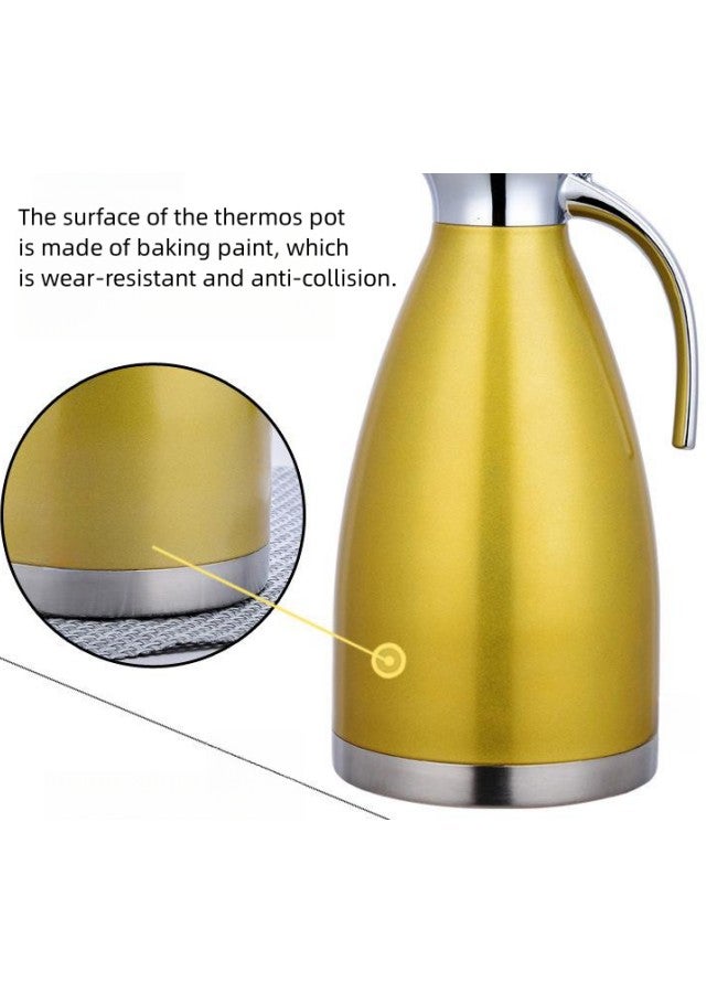 WAOKN Tea and Coffee Thermos Stainless Steel/Gold 2 Liter, Vacuum Insulated Double Wall Stainless Steel Coffee Pot Tea Pot Stainless Steel Liner Thermos (Gold)  - Image 2