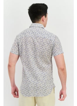 Jack Jones Men Slim Fit Floral Print Short Sleeve Casual Shirt, White Combo  - Image 3