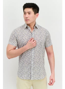 Jack Jones Men Slim Fit Floral Print Short Sleeve Casual Shirt, White Combo  - Image 1