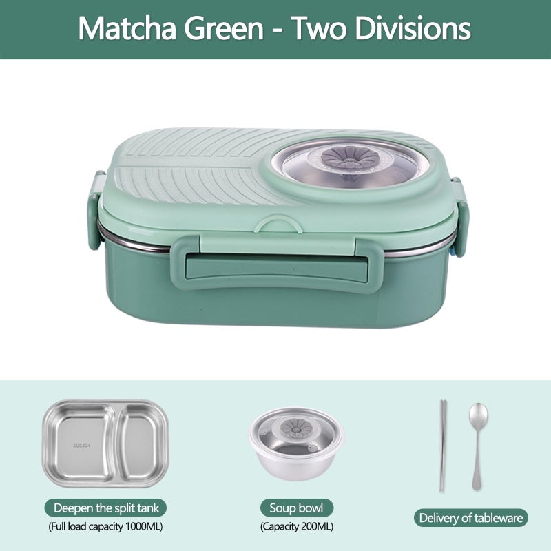 Stainless steel multi-grid thermal insulation lunch box, student office workers with soup bowls, sealed and separated tableware - Image 2