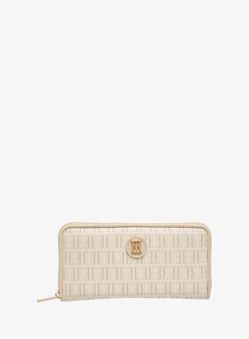 ELLE Monogram Print Wallet With Zip Closure - Image 1