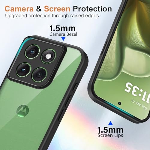 Kapa Hawkeye Clear Slim Tough Back Cover for Motorola G86 Power 5G | Camera Lens Protector Anti Yellow Shockproof Clear Hybrid Case Cover (Black Sides) - Image 3