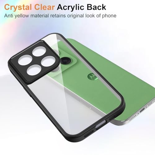 Kapa Hawkeye Clear Slim Tough Back Cover for Motorola G86 Power 5G | Camera Lens Protector Anti Yellow Shockproof Clear Hybrid Case Cover (Black Sides) - Image 2