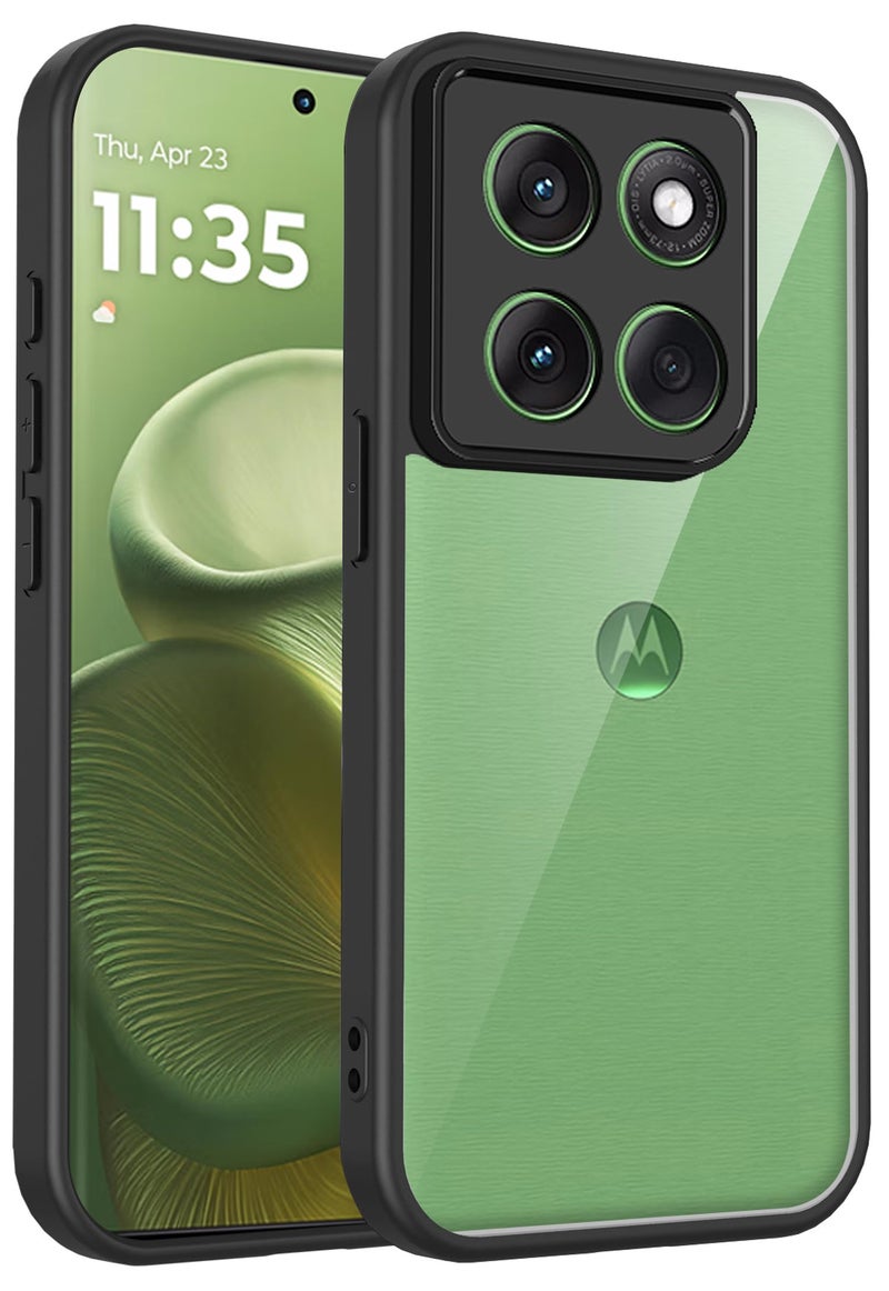 Kapa Hawkeye Clear Slim Tough Back Cover for Motorola G86 Power 5G | Camera Lens Protector Anti Yellow Shockproof Clear Hybrid Case Cover (Black Sides) - Image 1