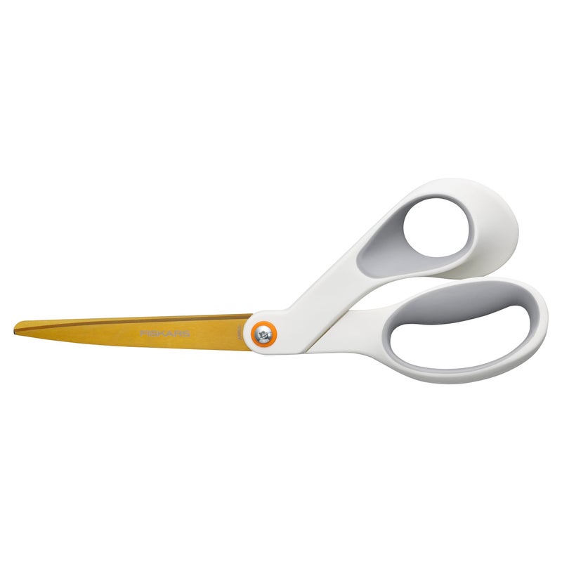 Fiskars SoftGrip Titanium Scissors, Stainless Steel Blades for Paper Crafting and Ergonomic Handle for Comfort and Control in Cutting Tasks, White - Image 1