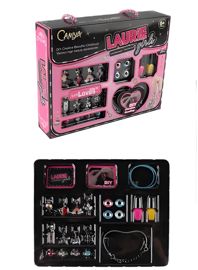 DAT Caniya Laurie Girls DIY Jewelry Beads & Nail Polish Set, 3-in-1 Bracelet & Necklace Kit, Age 6+ - Image 3