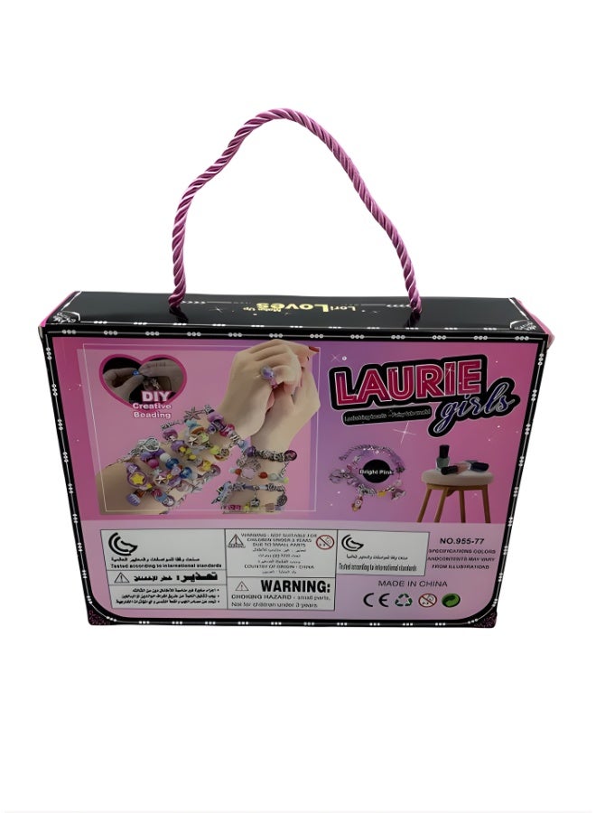 DAT Caniya Laurie Girls DIY Jewelry Beads & Nail Polish Set, 3-in-1 Bracelet & Necklace Kit, Age 6+ - Image 4