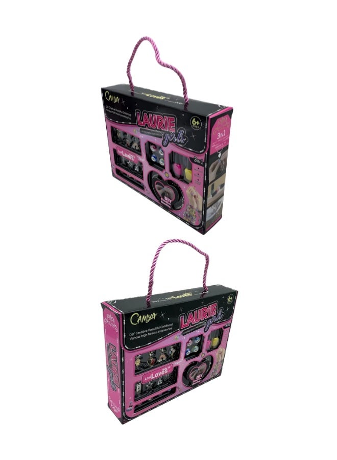 DAT Caniya Laurie Girls DIY Jewelry Beads & Nail Polish Set, 3-in-1 Bracelet & Necklace Kit, Age 6+ - Image 5