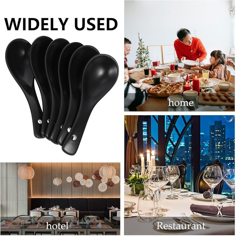 Black Ceramic Soup Spoons 6pcs Set Kitchen Tableware for Home and Restaurant - Image 5