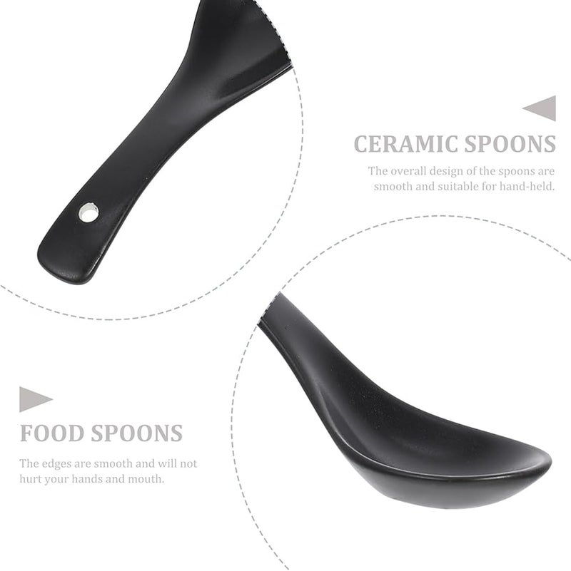 Black Ceramic Soup Spoons 6pcs Set Kitchen Tableware for Home and Restaurant - Image 4