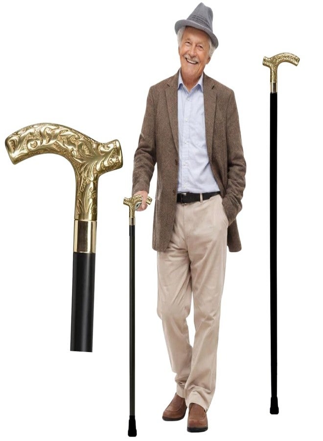 AnNafi® Men Embossed Derby Cane Black Maple, Solid Brass Handle Walking Cane | Classic Walking Stick for Gentleman| Fashionable - Vintage - Handcrafted - Image 1