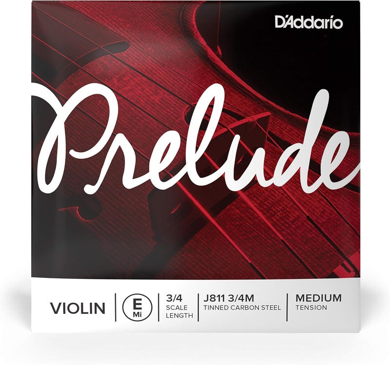 D'Addario Prelude Violin Strings, J811 3/4M, Medium Tension, 3/4 Scale, Single E String - Image 1