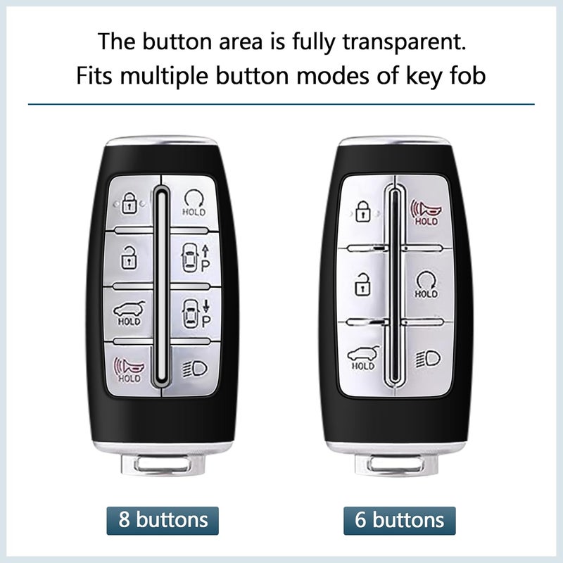 Tengare for Genesis Key Fob Cover 2024 2023 2022 G70 G80 G90 GV60 GV70 GV80 Car Key Case Transparent fits 6 Buttons and 8 Buttons - Image 2