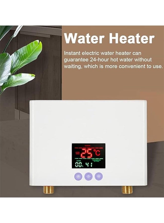 Mini Electric Tankless Water Heater Wall-Mounted 3KW with LED Display 3-Level Temperature Adjustment Remote Control for Home Kitchen Bathroom - Image 2