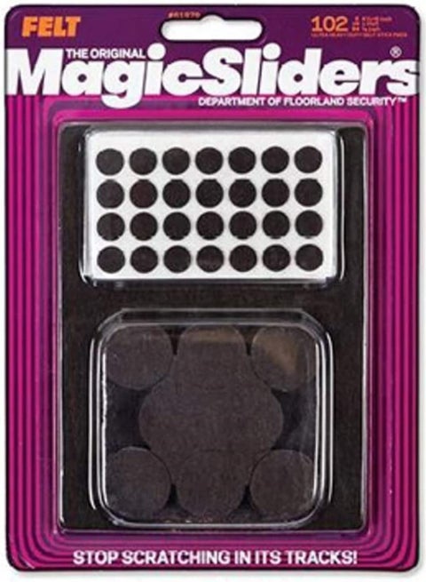 Magic Sliders 61979-Magic Felt Round Self Stick Furniture Pads Value Pack (102 Pack) (Dark Brown)