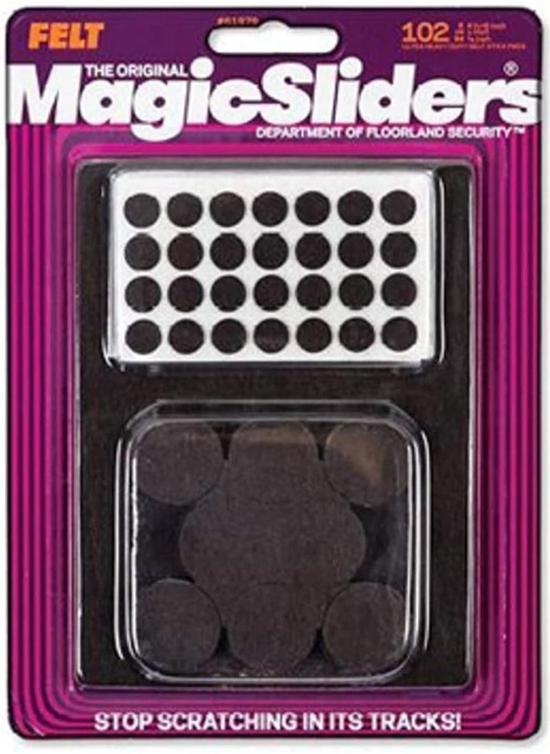 Magic Sliders Magic Sliders 61979-Magic Felt Round Self Stick Furniture Pads Value Pack (102 Pack) (Dark Brown)  - Image 1
