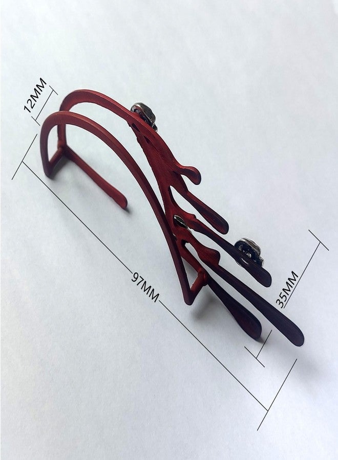 Decixde Gothic Skull Earrings for Women Skeleton Head Ear Cuff Skull Dangle Earrings Clip On Ear Halloween Ear Cuff Jewelry for Women (left ear hot red) - Image 3