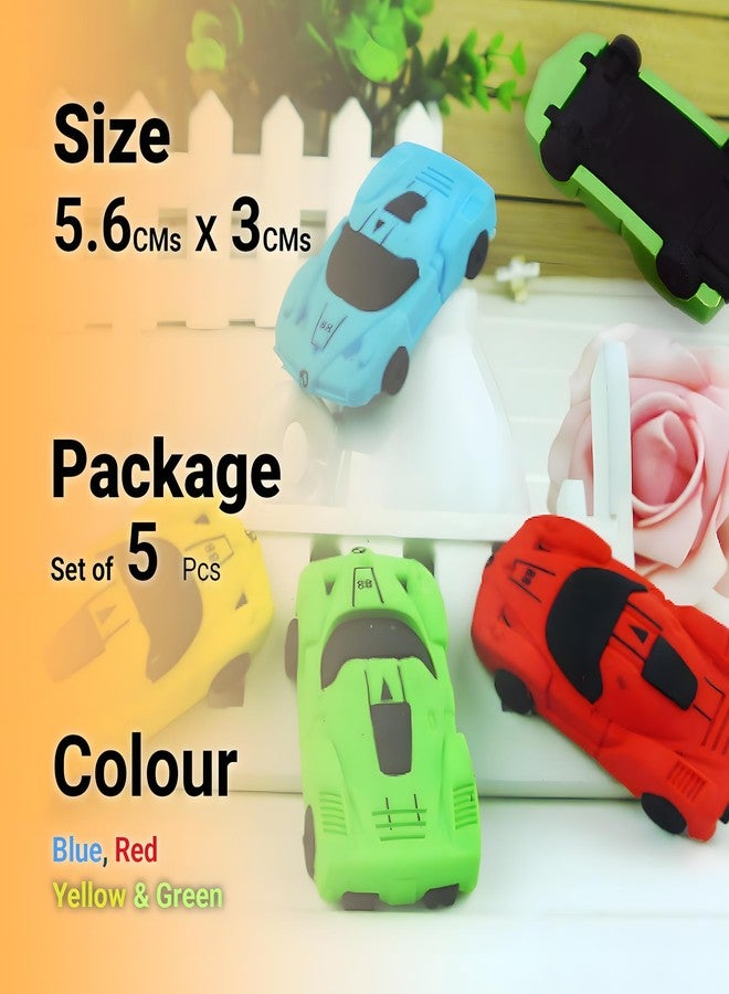 PEPUP Cars Shape Erasers for School Stationary Non-Toxic Dust Free (Pack of 10) - Kids Birthday Return Gift - Image 3