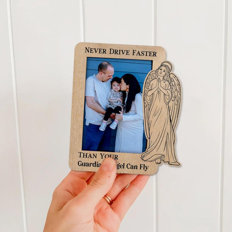 Hangwoous Guardian Angel Visor Clips for Cars, Car Angel Picture Frame With Visor Clip, Car Guardian Angel Visor Clip, Memorial Picture Holder Visor Clips For Cars, Guardian Angel For Car, Drive Safe Visor Clip - Image 5