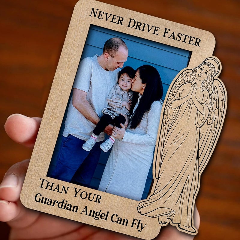 Hangwoous Guardian Angel Visor Clips for Cars, Car Angel Picture Frame With Visor Clip, Car Guardian Angel Visor Clip, Memorial Picture Holder Visor Clips For Cars, Guardian Angel For Car, Drive Safe Visor Clip - Image 3