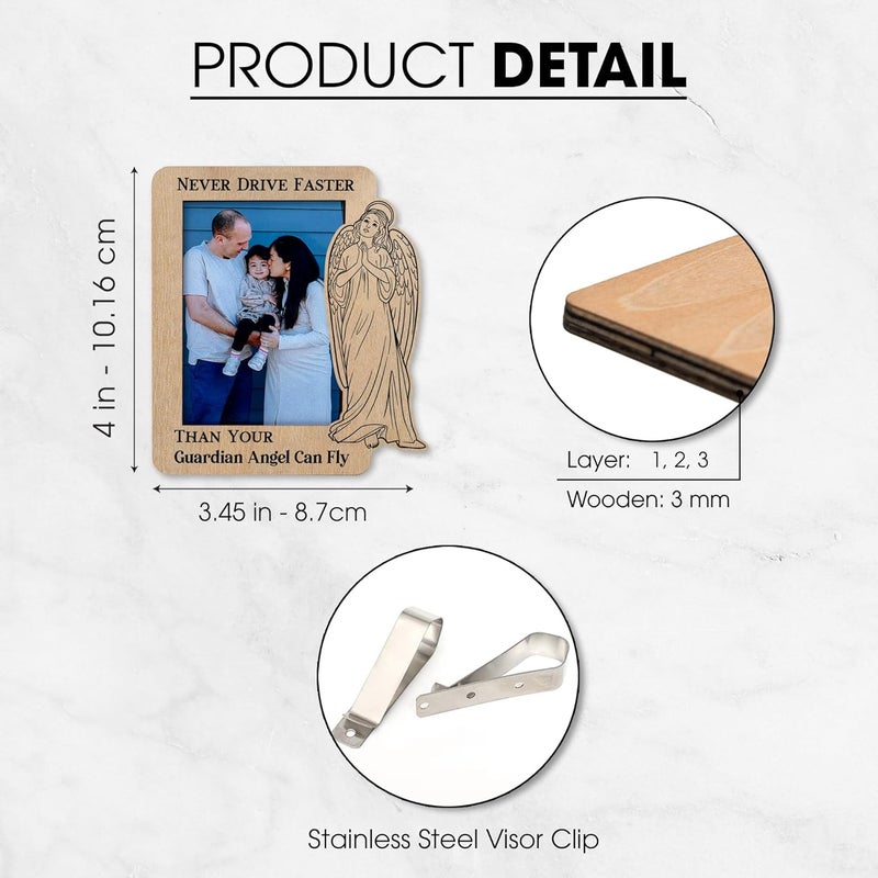 Hangwoous Guardian Angel Visor Clips for Cars, Car Angel Picture Frame With Visor Clip, Car Guardian Angel Visor Clip, Memorial Picture Holder Visor Clips For Cars, Guardian Angel For Car, Drive Safe Visor Clip - Image 4