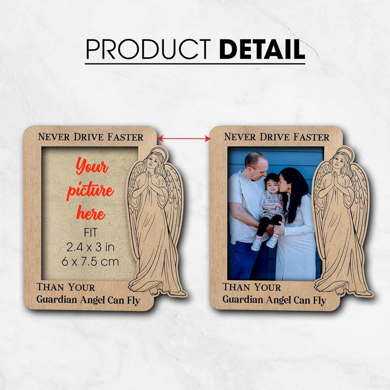 Hangwoous Guardian Angel Visor Clips for Cars, Car Angel Picture Frame With Visor Clip, Car Guardian Angel Visor Clip, Memorial Picture Holder Visor Clips For Cars, Guardian Angel For Car, Drive Safe Visor Clip - Image 2