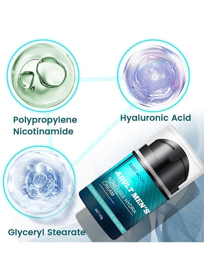 East Moon - Adult Men's Acnefree Hydra Cream, Eliminate Dlackheads and Acne, Adult Men's Acnefree Hydra Cream for Fade Facial Fine Lines and Acne Marks, Moisturizing Anti Wrinkle Face Cream That Controls the Balance of Water and Oil 50g - Image 1