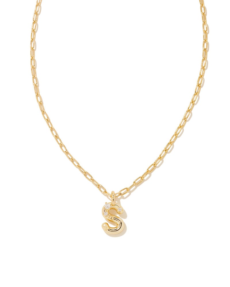 Kendra Scott Crystal Letter S Short Pendant Necklace, 14k Gold-Plated Brass, Fashion Jewelry for Women - Image 1