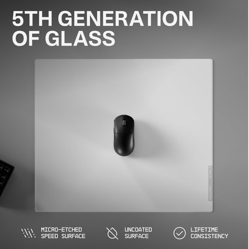 Wallhack SP-005 Glass Gaming Mouse Pad â€“ Speed Surface, Large Mousepad for Esports, Smooth Low-Friction Glide, Tempered Glass, Ergonomic Low Profile, Durable & Portable with Carry Case | Skypad White - Image 2