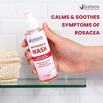 Grahams Natural غسول وجه غراهامز الطبيعي المضاد للاحمرار للبشرة المعرضة للاحمرار وحب الشباب الوردية معزز بالشاي الأخضر والألوة فيرا والخيار 1 × 125 مل - Image 2