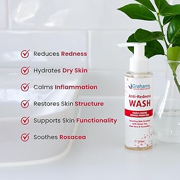 Grahams Natural غسول وجه غراهامز الطبيعي المضاد للاحمرار للبشرة المعرضة للاحمرار وحب الشباب الوردية معزز بالشاي الأخضر والألوة فيرا والخيار 1 × 125 مل - Image 4