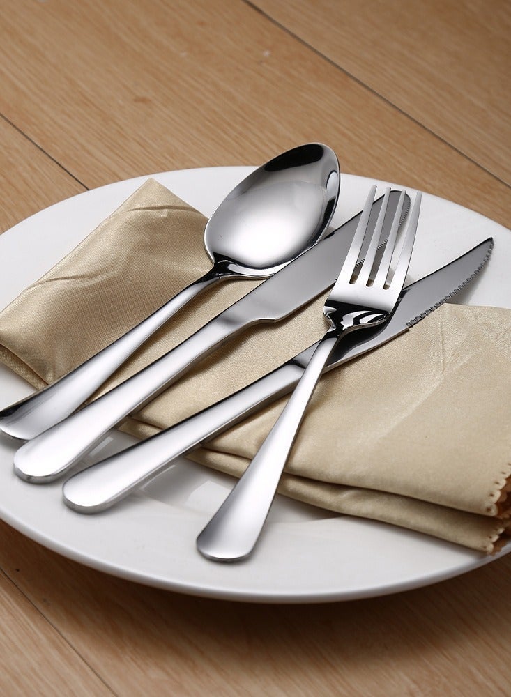 wowofa Stainless Steel 24-Piece Cutlery Set with Holder for 6 People Silver Flatware Dinner Knife Fork Spoon Teaspoon Household Kitchen Dining Table Utensils Dishwasher Safe Everyday Use - Image 5