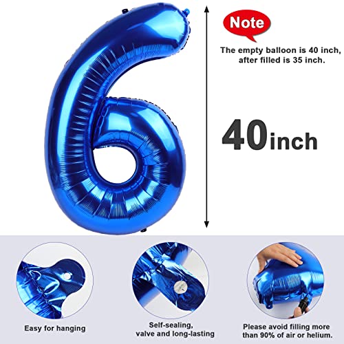 Mluchee Number 6 Balloon 40 Inch, 6th Birthday Balloon for Boy Girl, Navy Blue 16 60 61 65 Numbers Balloons Birthday Party - Image 5