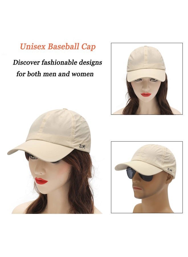ZLYC Quick Dry Baseball Cap for Women Men Unstructured Sports Golf Tennis Hat, Solid Beige, One size - Image 5