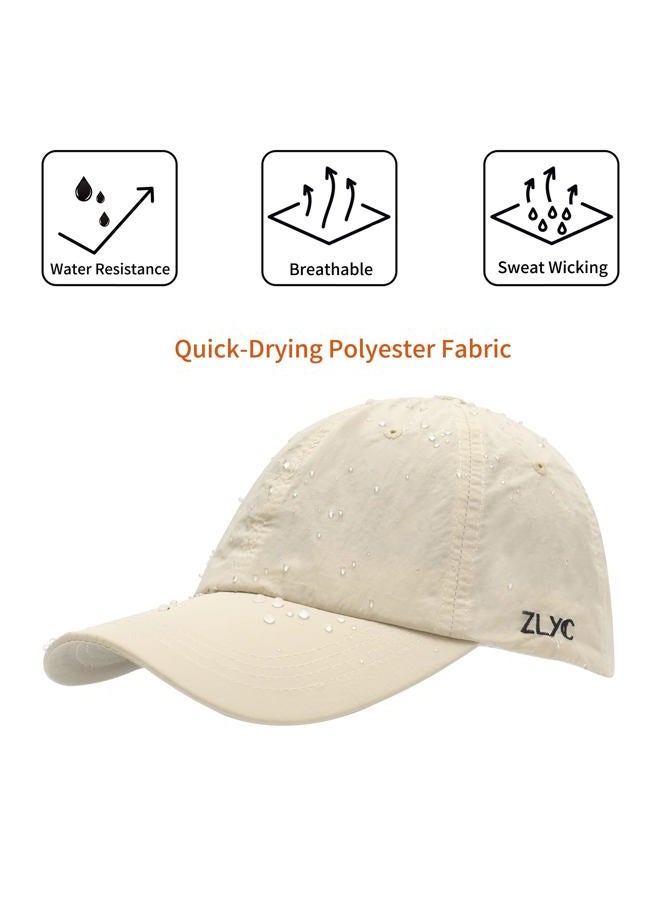 ZLYC Quick Dry Baseball Cap for Women Men Unstructured Sports Golf Tennis Hat, Solid Beige, One size - Image 2