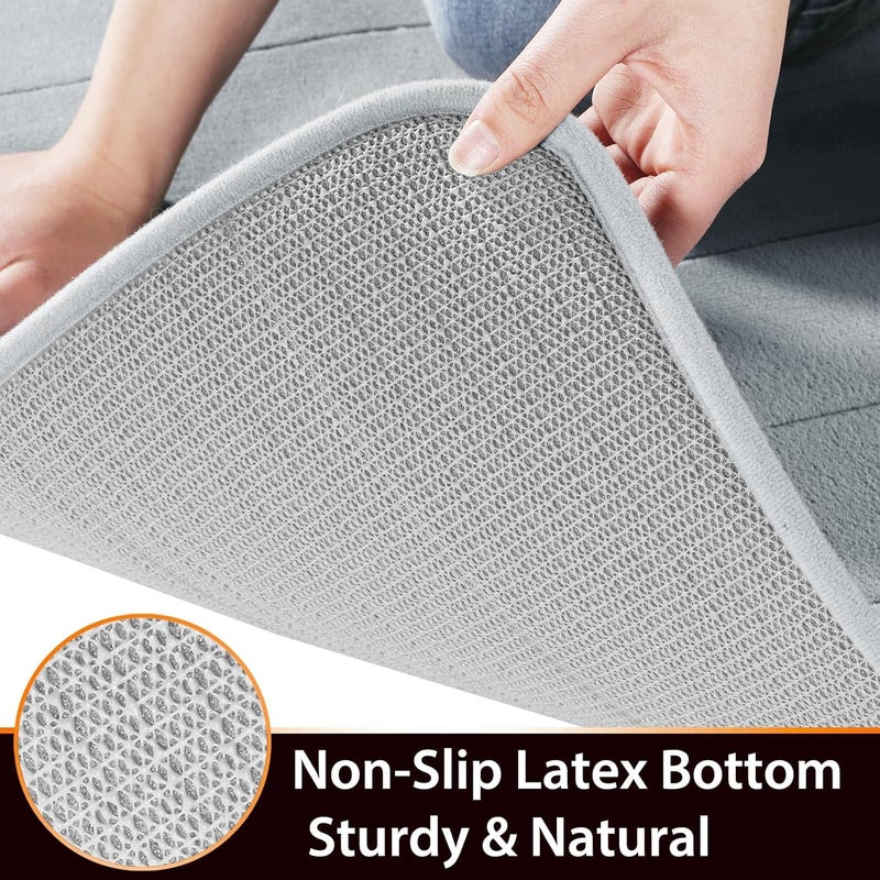 سجادة حمام Yimobra من رغوة الذاكرة، فائقة النعومة وماصة للرطوبة، غير قابلة للانزلاق، مقاس 24 × 17 بوصة، سريعة الجفاف، قابلة للغسل في الغسالة، سجادة أرضية للحوض والدش، إكسسوارات ديكور المنزل، فضي - Image 5